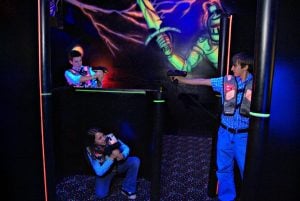 teens playing laser tag