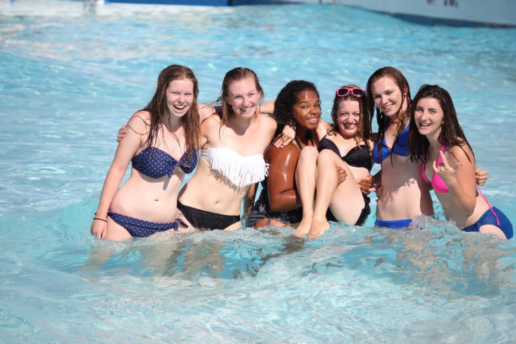 teen girls at pool party