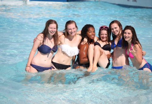 teen girls at pool party