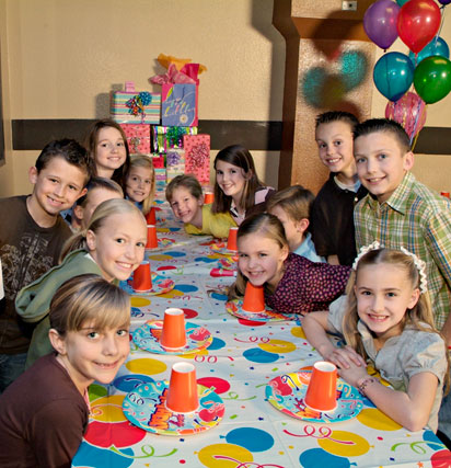 kids at birthday party fun center