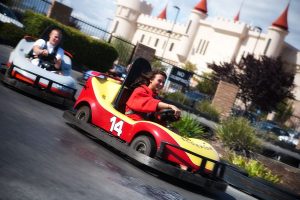 girl riding go kart